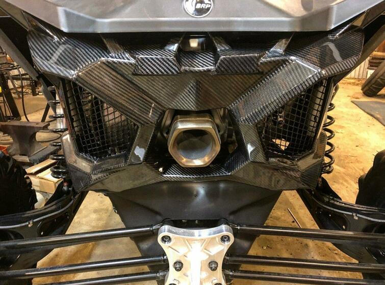 CAN AM MAVERICK X3 CARBON FIBER EXHAUST SURROUND / REAR SHROUD