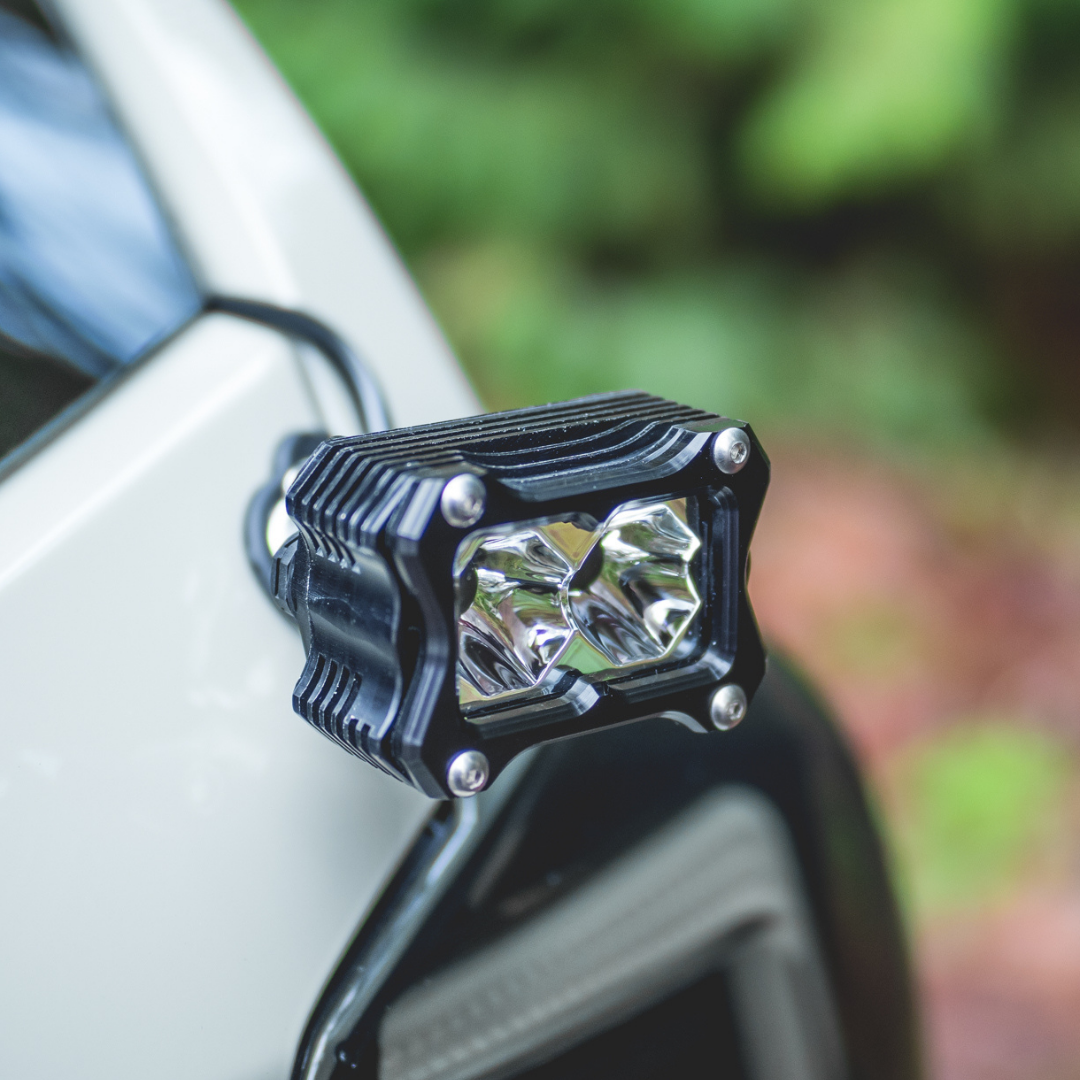 heretics ba-2 pod light mounted as a chase light on a subaru crosstrek